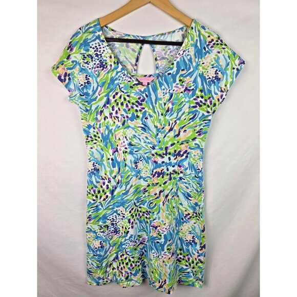 Lilly Pulitzer Women's Daniella Dress Size Small Blue Sea Soiree Short Sleeve